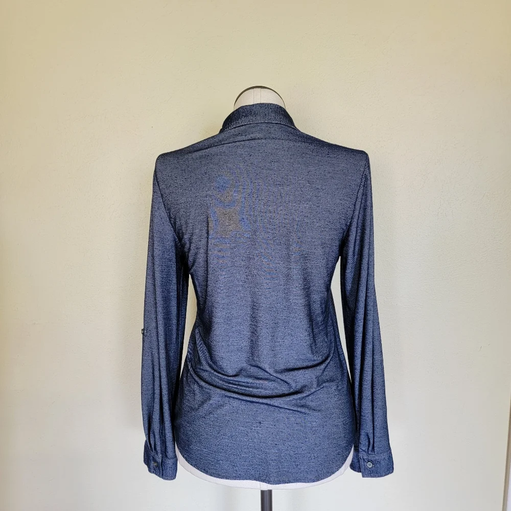 Chambray  Style Button Down Rayon Blend - Picture 8 of 12